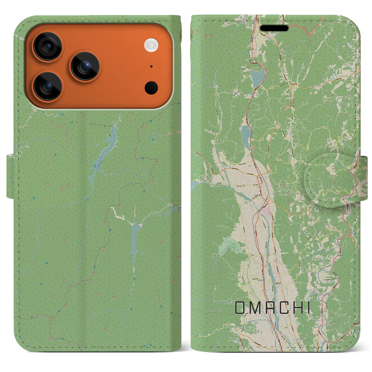 【大町（長野県）】地図柄iPhoneケース（手帳タイプ）