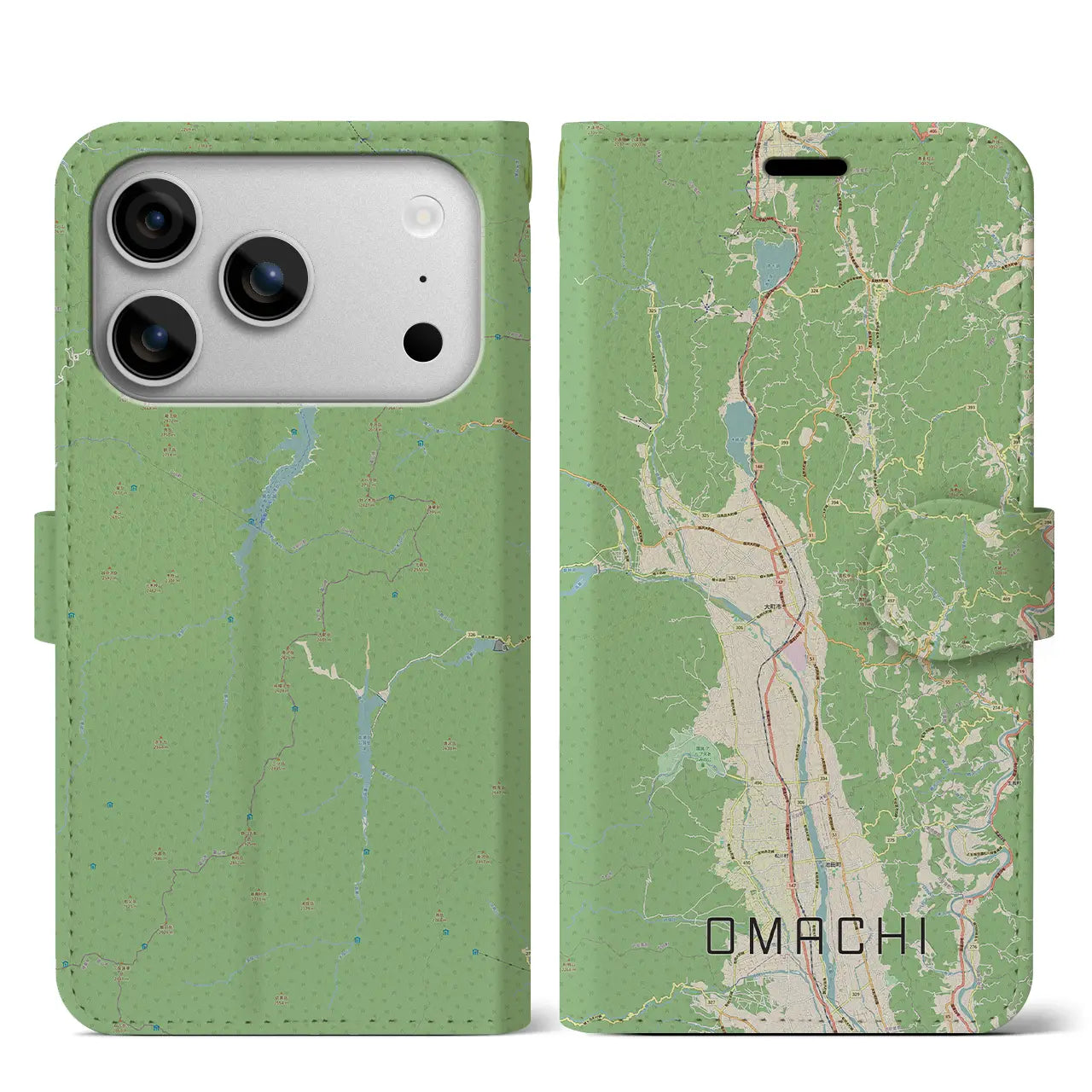 【大町（長野県）】地図柄iPhoneケース（手帳タイプ）