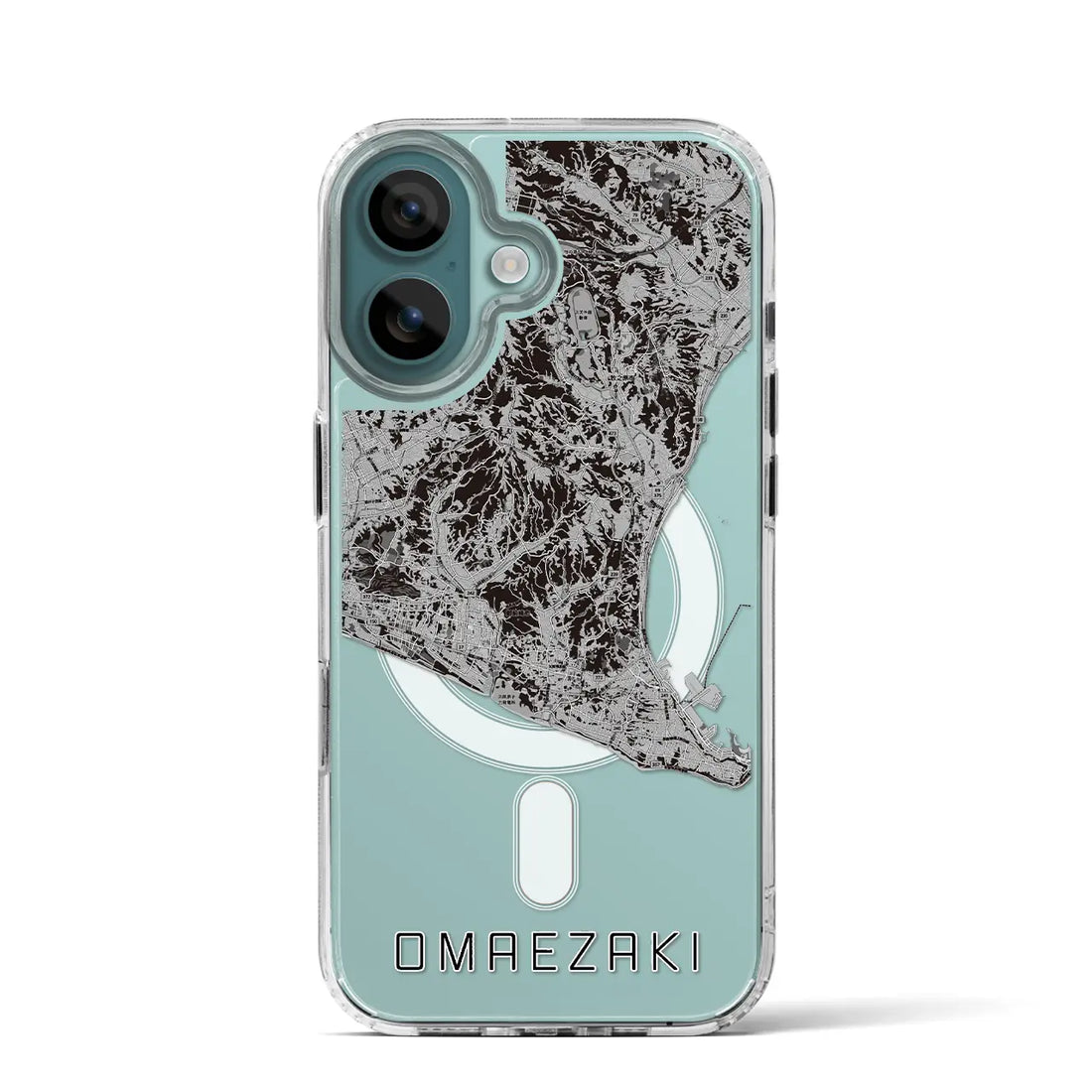 【御前崎(静岡県)】地図柄iPhoneケース(MagSafeタイプ)モノトーン・iPhone 16 Pro 用