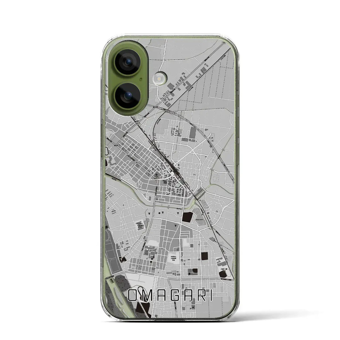 【大曲（秋田県）】地図柄iPhoneケース（クリアタイプ）モノトーン・iPhone 17 Pro Max 用