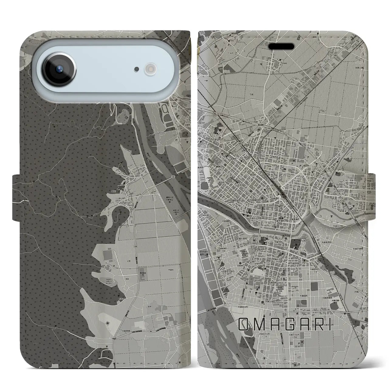 【大曲（秋田県）】地図柄iPhoneケース（手帳タイプ）