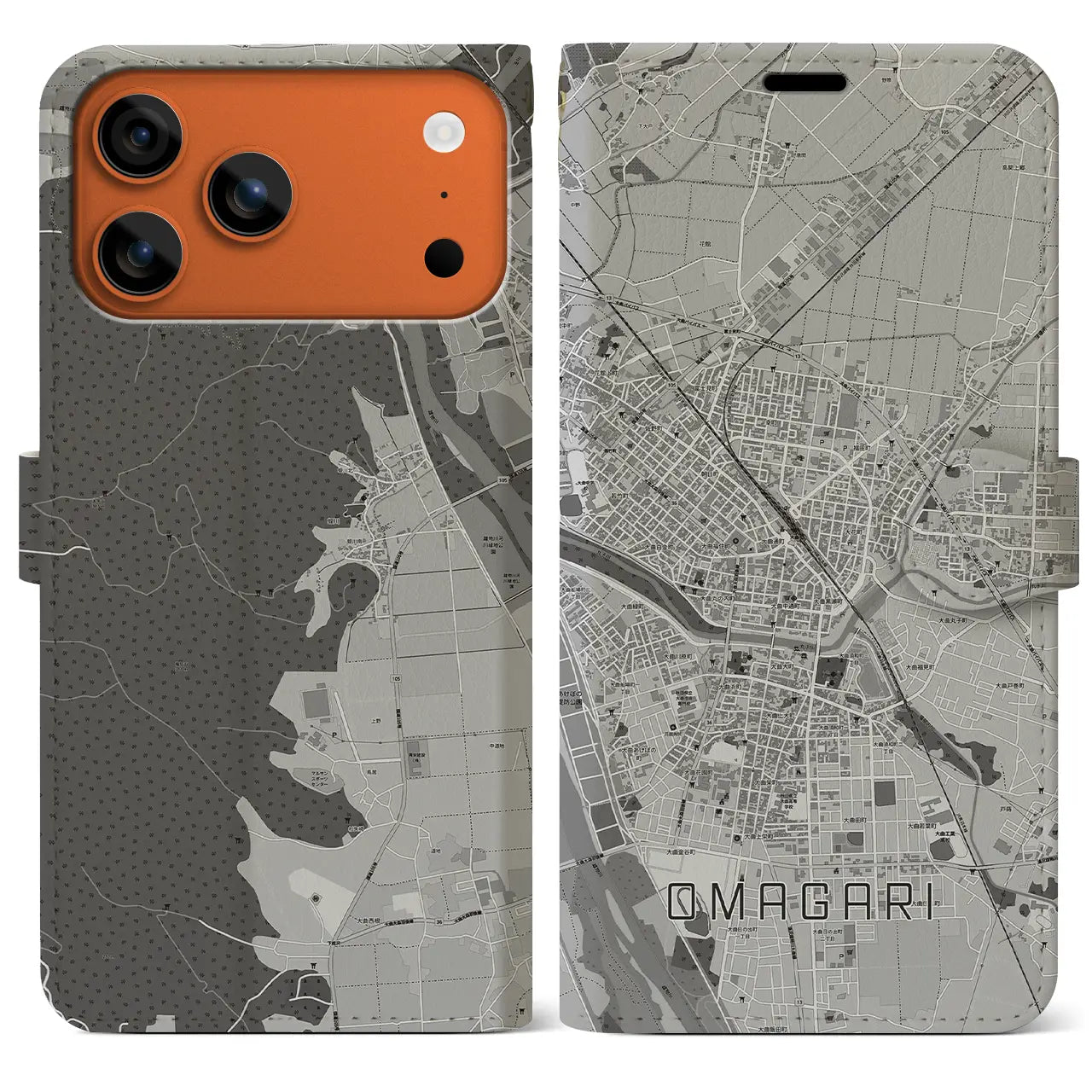 【大曲（秋田県）】地図柄iPhoneケース（手帳タイプ）