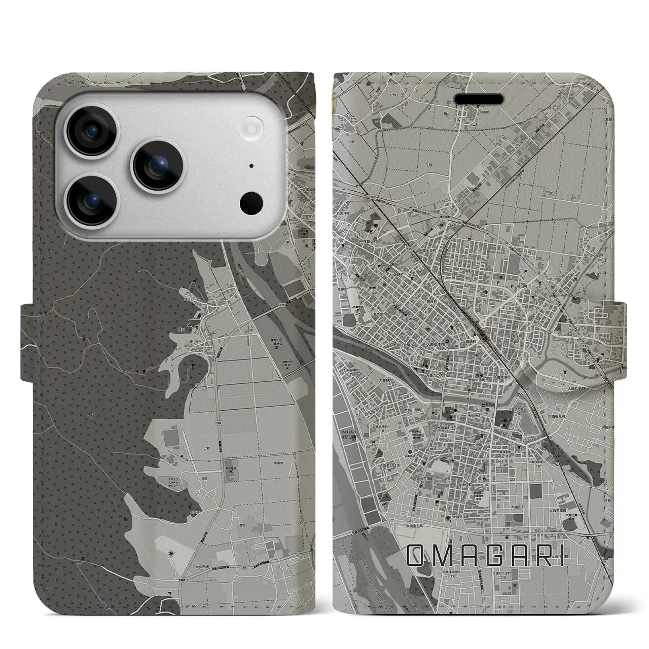 【大曲（秋田県）】地図柄iPhoneケース（手帳タイプ）