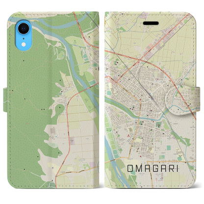 【大曲（秋田県）】地図柄iPhoneケース（手帳タイプ）ナチュラル・iPhone XR 用