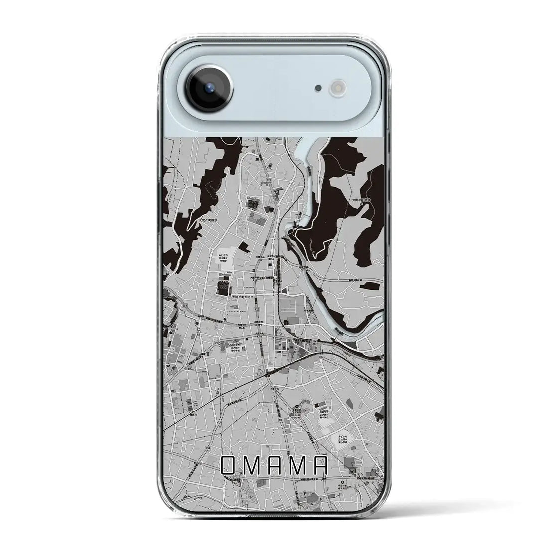 【大間々（群馬県）】地図柄iPhoneケース（クリアタイプ）モノトーン・iPhone 17 Pro Max 用