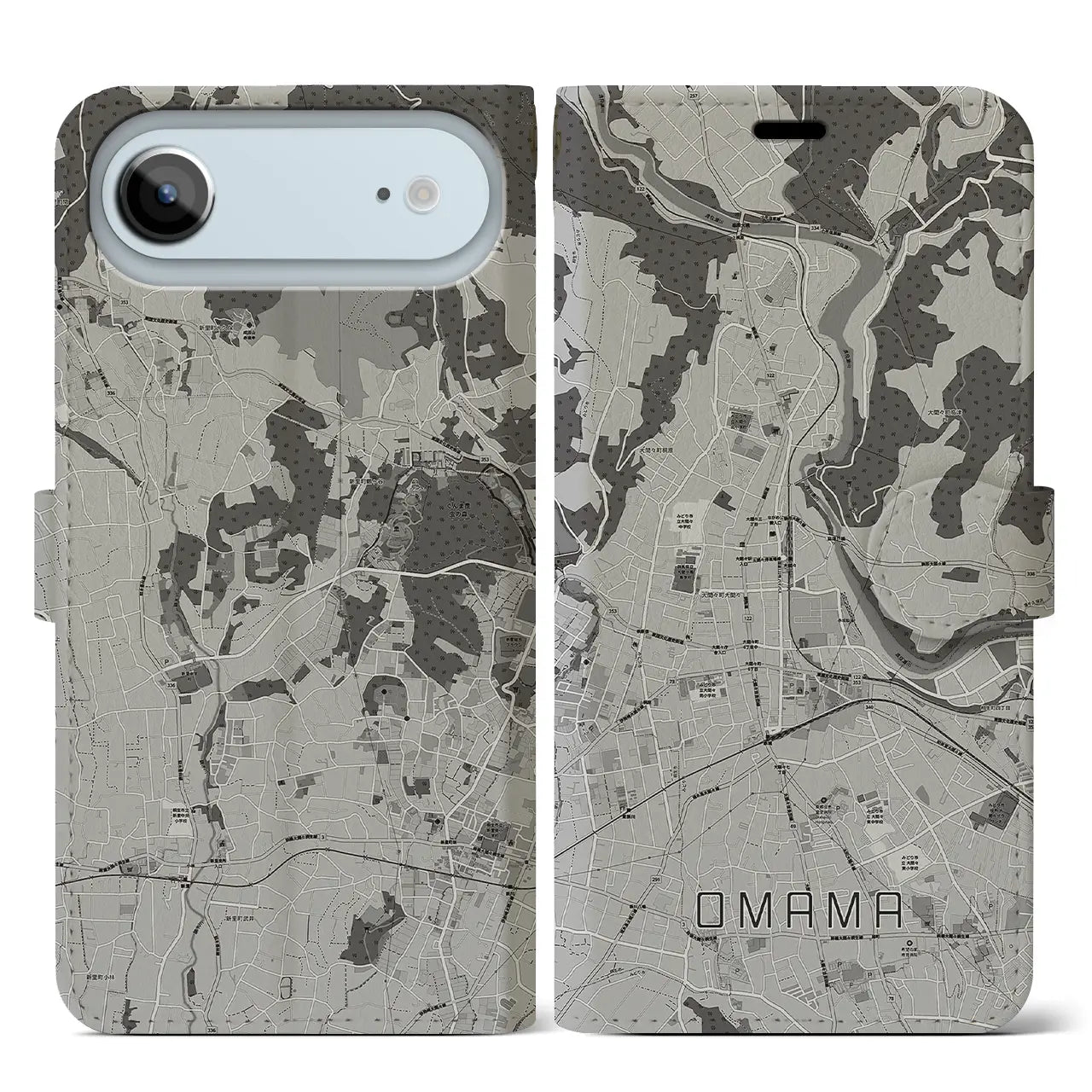 【大間々（群馬県）】地図柄iPhoneケース（手帳タイプ）