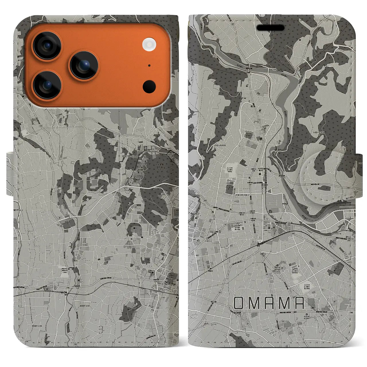 【大間々（群馬県）】地図柄iPhoneケース（手帳タイプ）