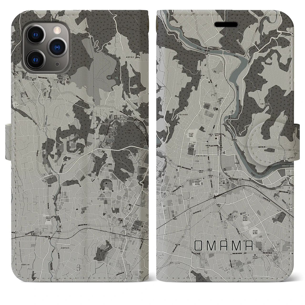 【大間々（群馬県）】地図柄iPhoneケース（手帳タイプ）