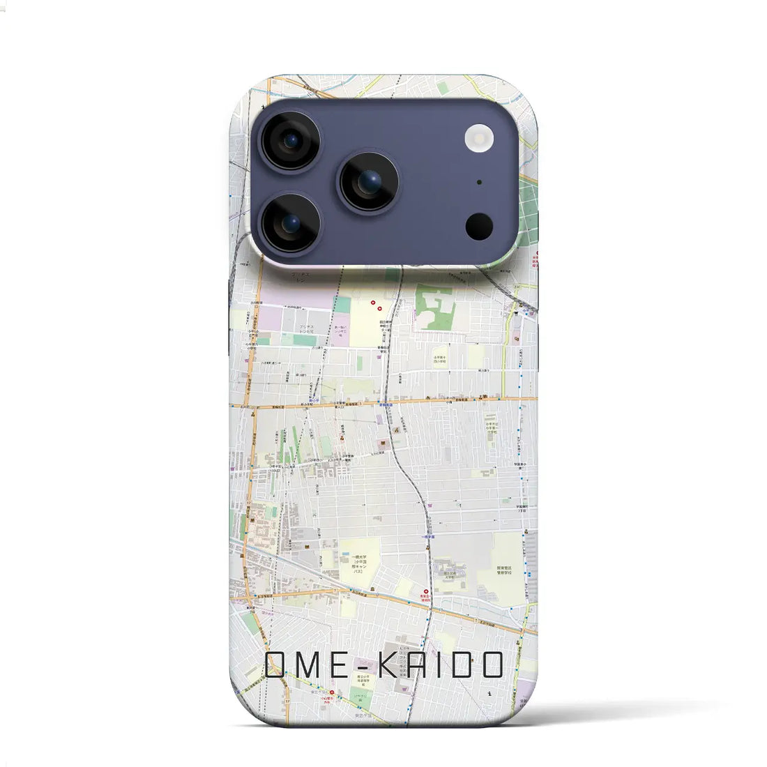 【青梅街道(東京都)】地図柄iPhoneケース(バックカバータイプ)ブラック・iPhone 17 Pro Max 用