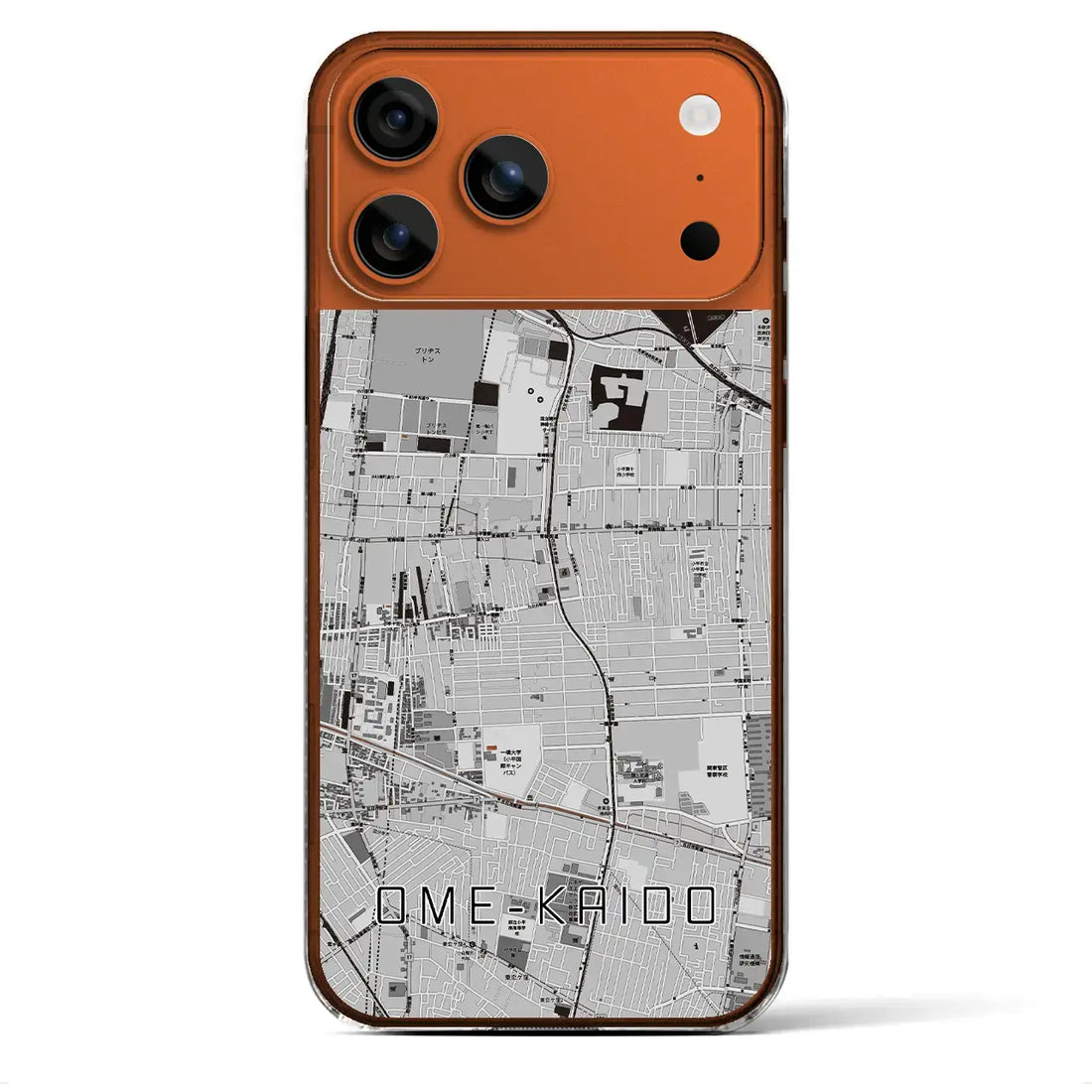 【青梅街道(東京都)】地図柄iPhoneケース(クリアタイプ)モノトーン・iPhone 17 Pro Max 用