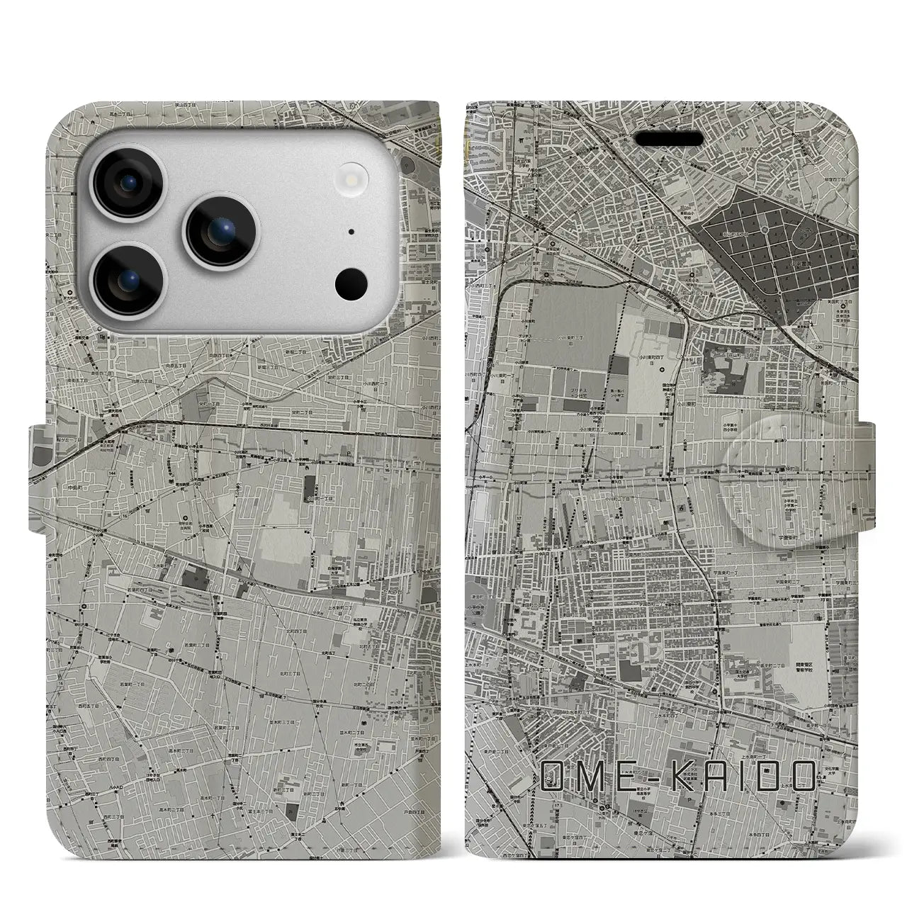 【青梅街道（東京都）】地図柄iPhoneケース（手帳タイプ）