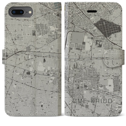 【青梅街道（東京都）】地図柄iPhoneケース（手帳タイプ）モノトーン・iPhone 8Plus /7Plus / 6sPlus / 6Plus 用