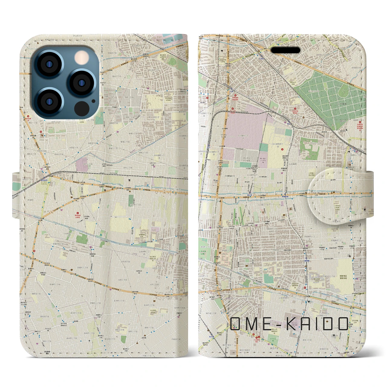 【青梅街道（東京都）】地図柄iPhoneケース（手帳タイプ）