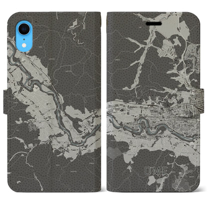 【青梅（東京都）】地図柄iPhoneケース（手帳タイプ）モノトーン・iPhone XR 用