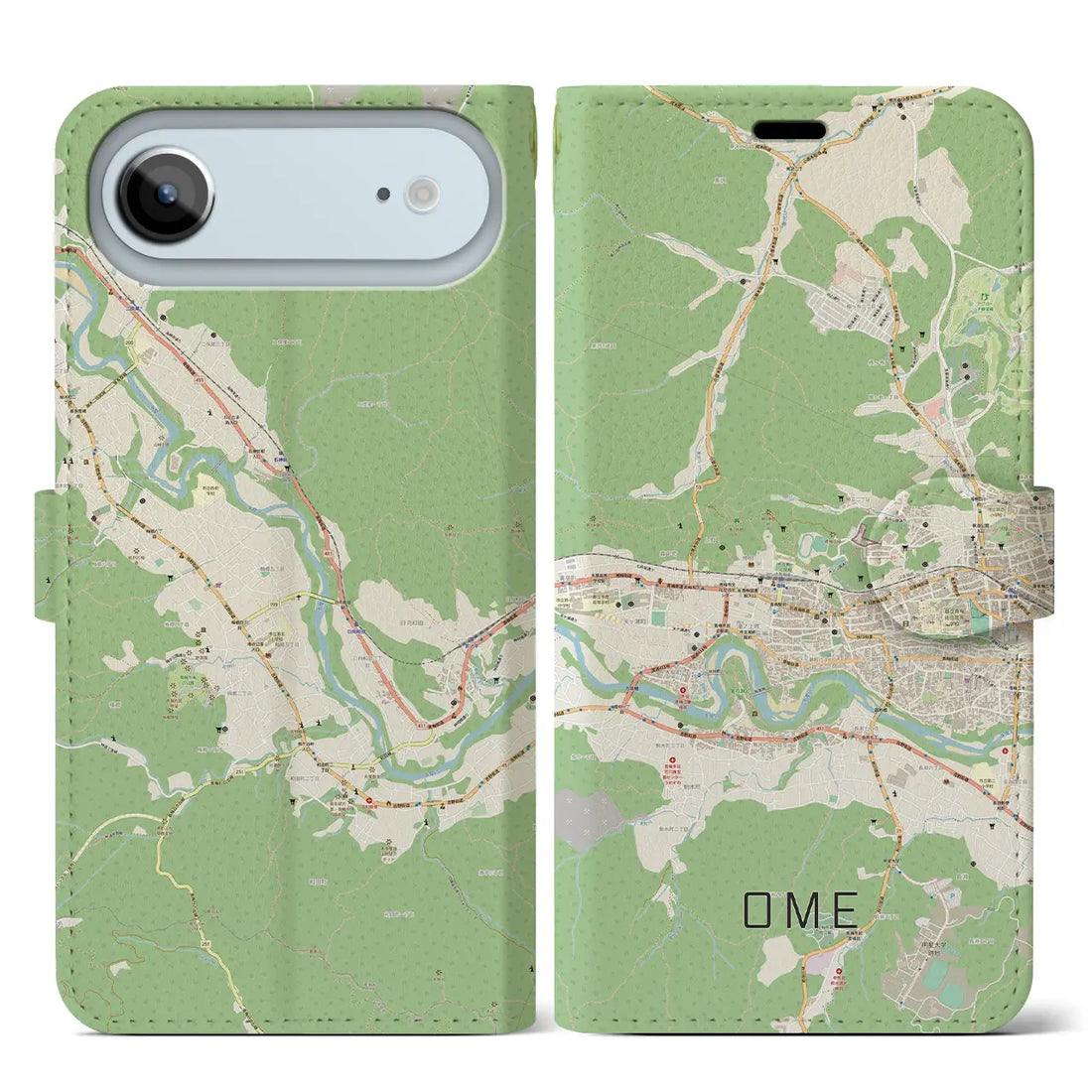 【青梅（東京都）】地図柄iPhoneケース（手帳タイプ）モノトーン・iPhone 17 Pro Max 用