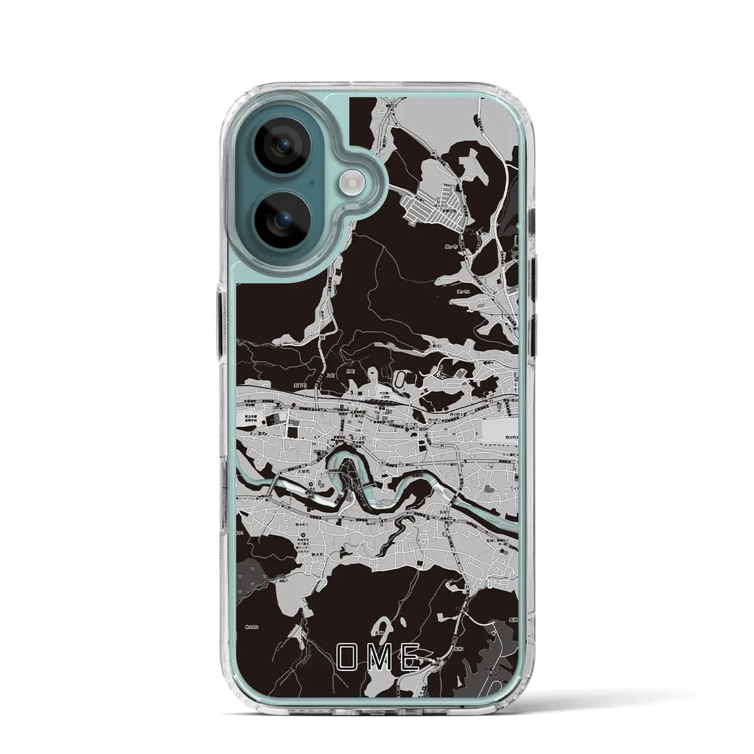 【青梅(東京都)】地図柄iPhoneケース(MagSafeタイプ)モノトーン・iPhone 16 Pro 用