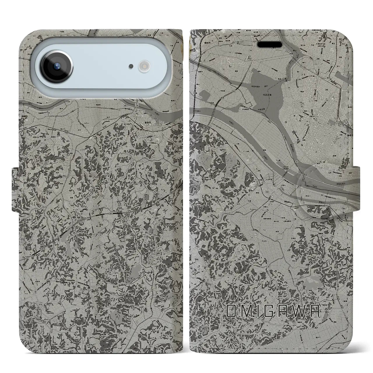 【小見川（千葉県）】地図柄iPhoneケース（手帳タイプ）
