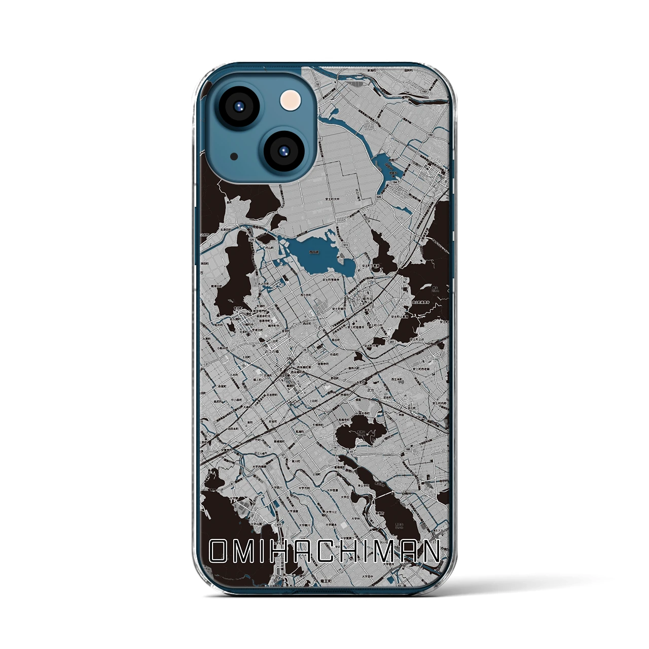 【近江八幡2（滋賀県）】地図柄iPhoneケース（クリアタイプ）