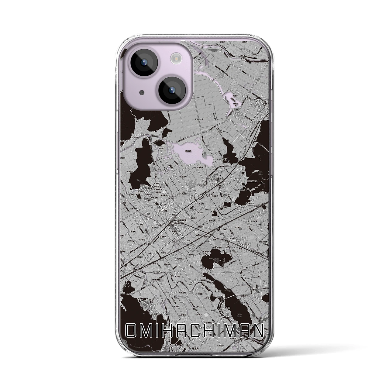 【近江八幡2（滋賀県）】地図柄iPhoneケース（クリアタイプ）