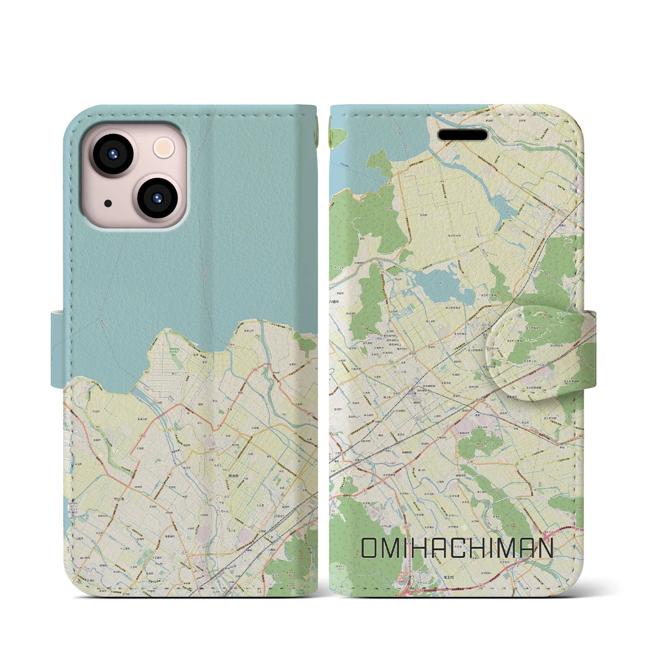 【近江八幡2（滋賀県）】地図柄iPhoneケース（手帳タイプ）