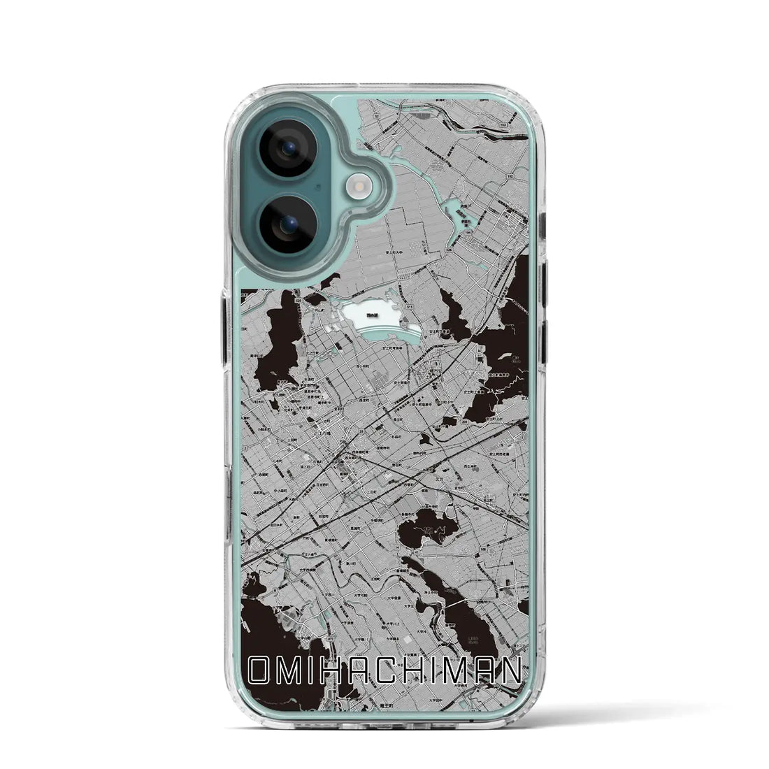 【近江八幡2(滋賀県)】地図柄iPhoneケース(MagSafeタイプ)モノトーン・iPhone 16 Pro 用