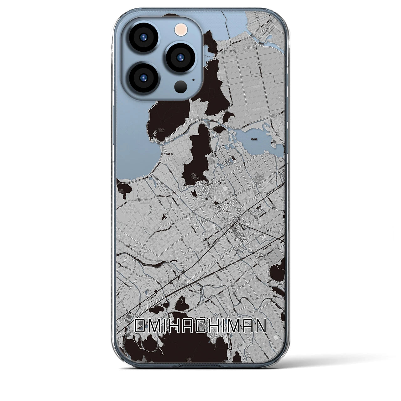 【近江八幡（滋賀県）】地図柄iPhoneケース（クリアタイプ）