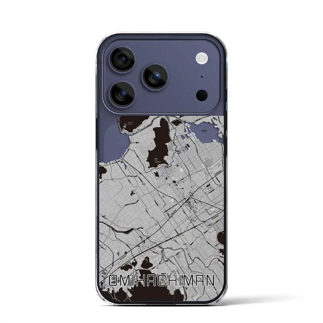 【近江八幡(滋賀県)】地図柄iPhoneケース(クリアタイプ)モノトーン・iPhone 17 Pro Max 用