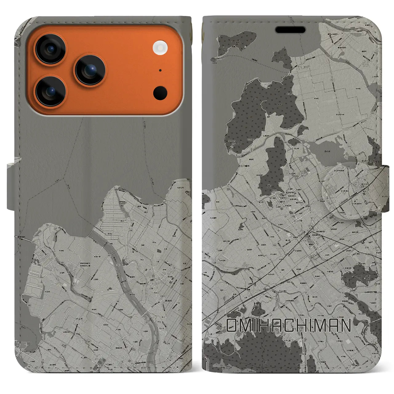 【近江八幡（滋賀県）】地図柄iPhoneケース（手帳タイプ）