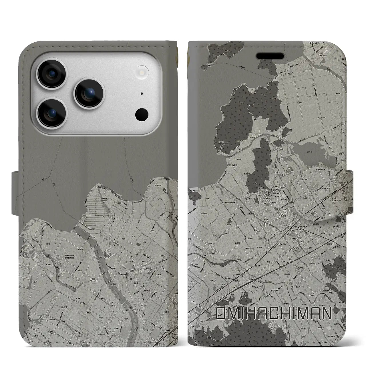 【近江八幡（滋賀県）】地図柄iPhoneケース（手帳タイプ）