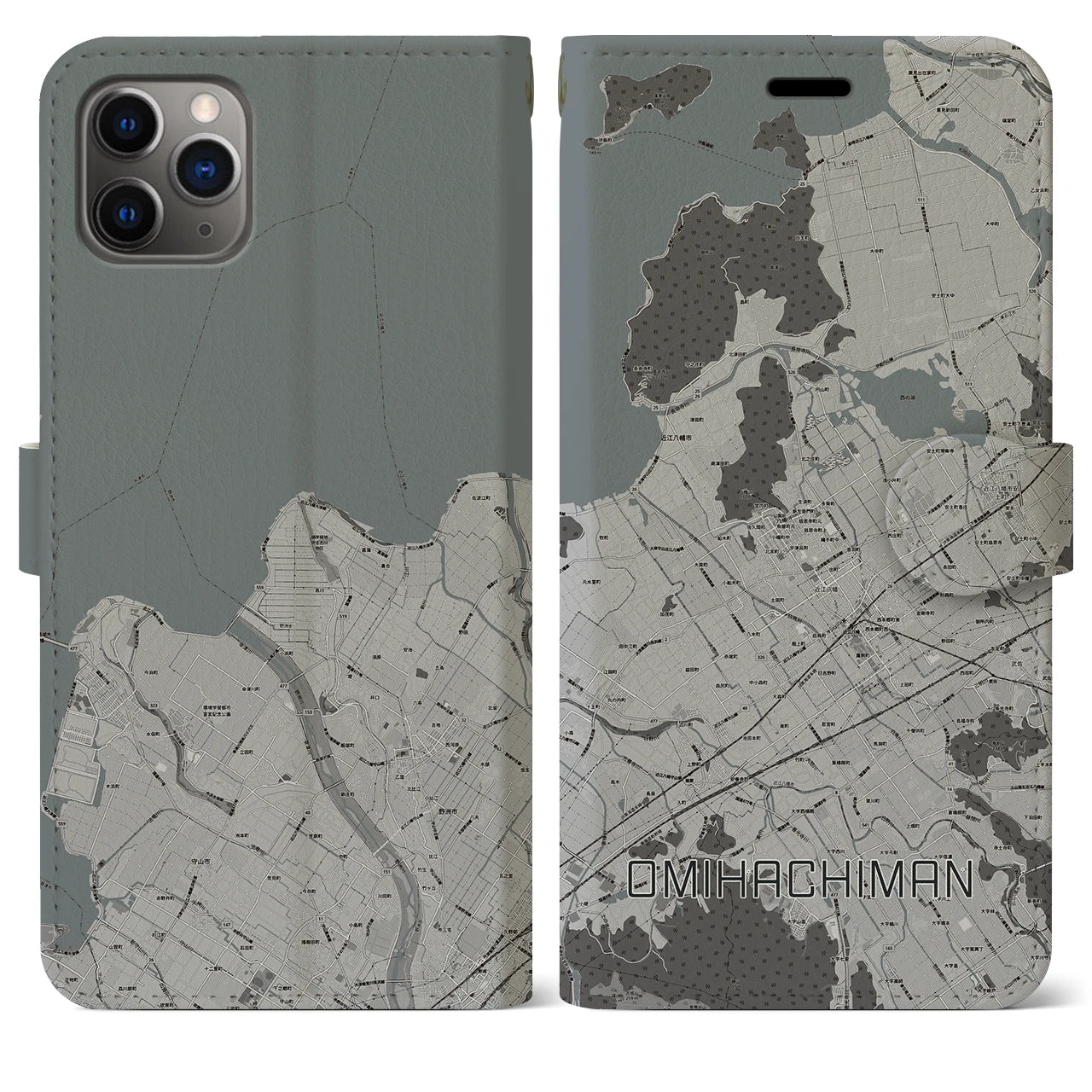 【近江八幡（滋賀県）】地図柄iPhoneケース（手帳タイプ）