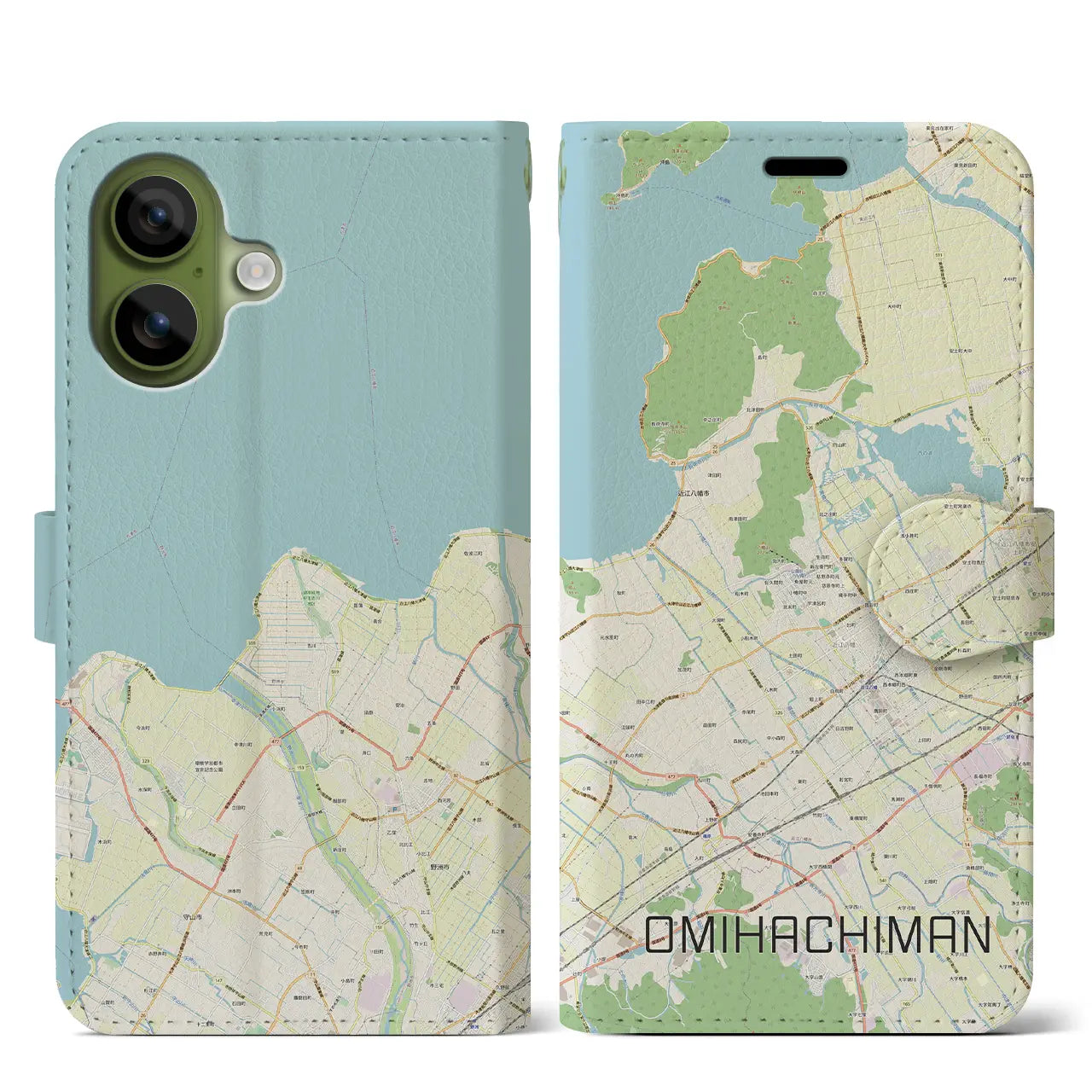 【近江八幡（滋賀県）】地図柄iPhoneケース（手帳タイプ）