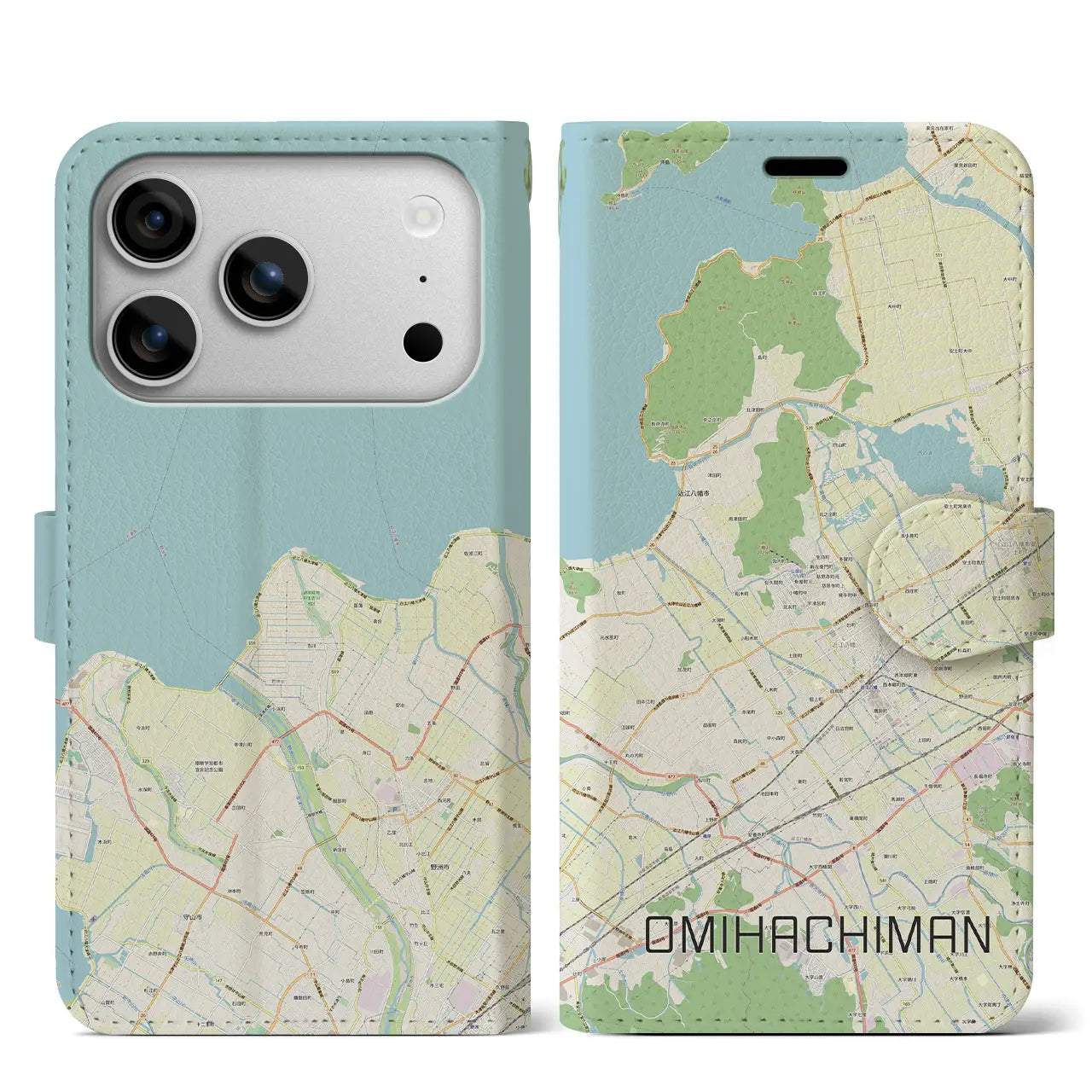 【近江八幡（滋賀県）】地図柄iPhoneケース（手帳タイプ）