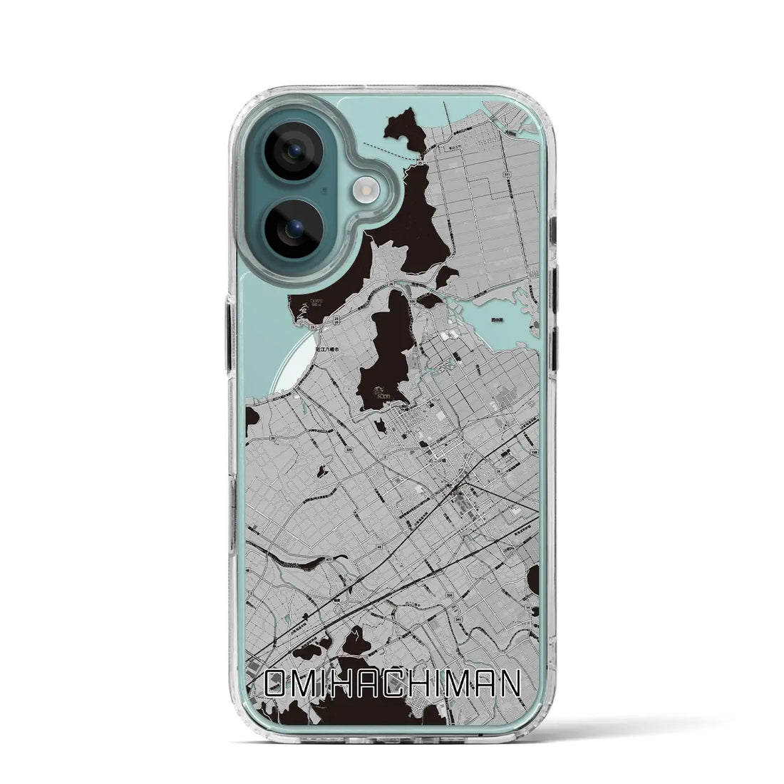 【近江八幡(滋賀県)】地図柄iPhoneケース(MagSafeタイプ)モノトーン・iPhone 16 Pro 用