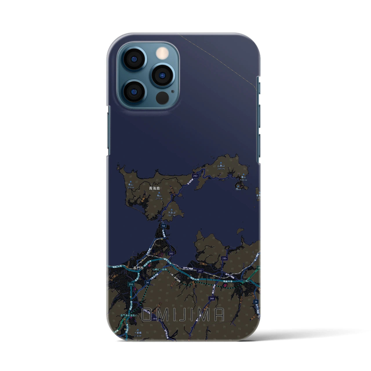 【青海島（山口県）】地図柄iPhoneケース（バックカバータイプ）
