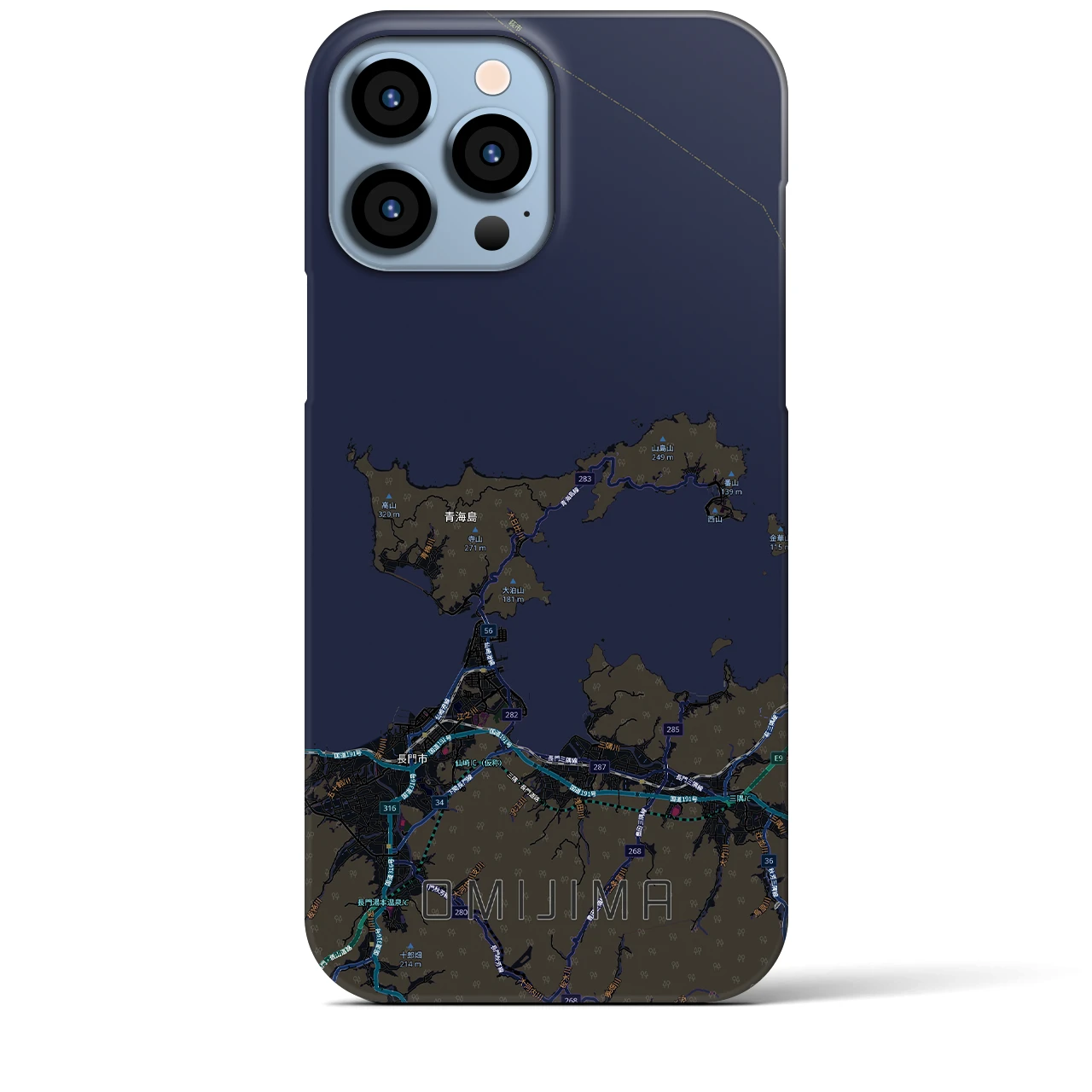 【青海島（山口県）】地図柄iPhoneケース（バックカバータイプ）