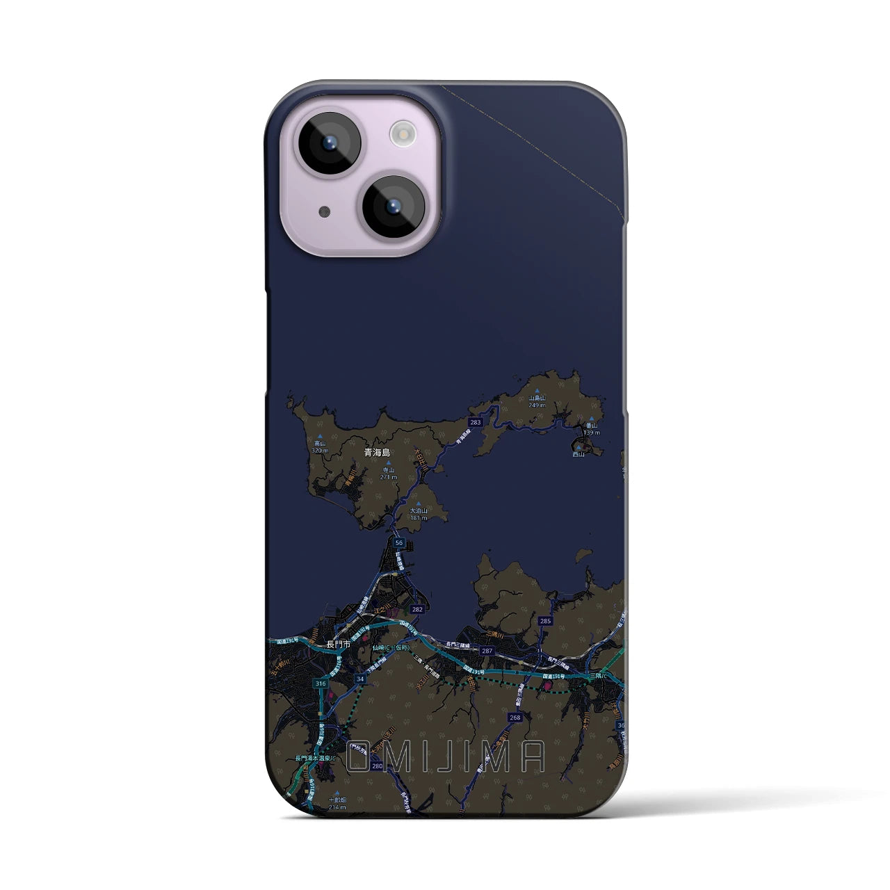 【青海島（山口県）】地図柄iPhoneケース（バックカバータイプ）
