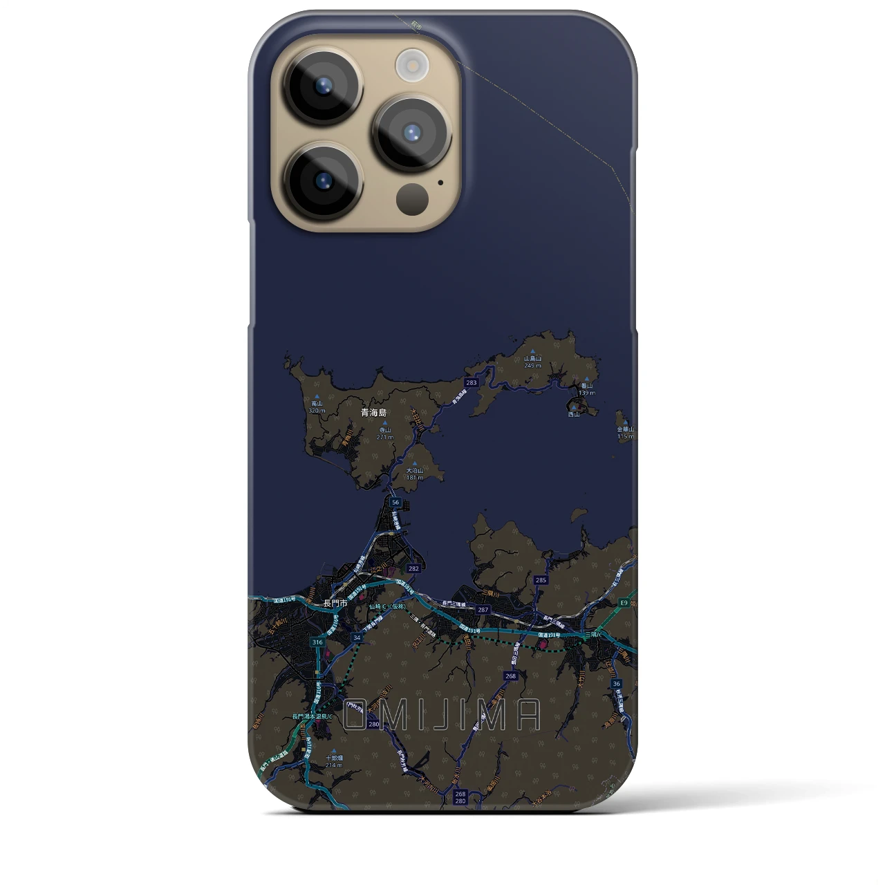 【青海島（山口県）】地図柄iPhoneケース（バックカバータイプ）