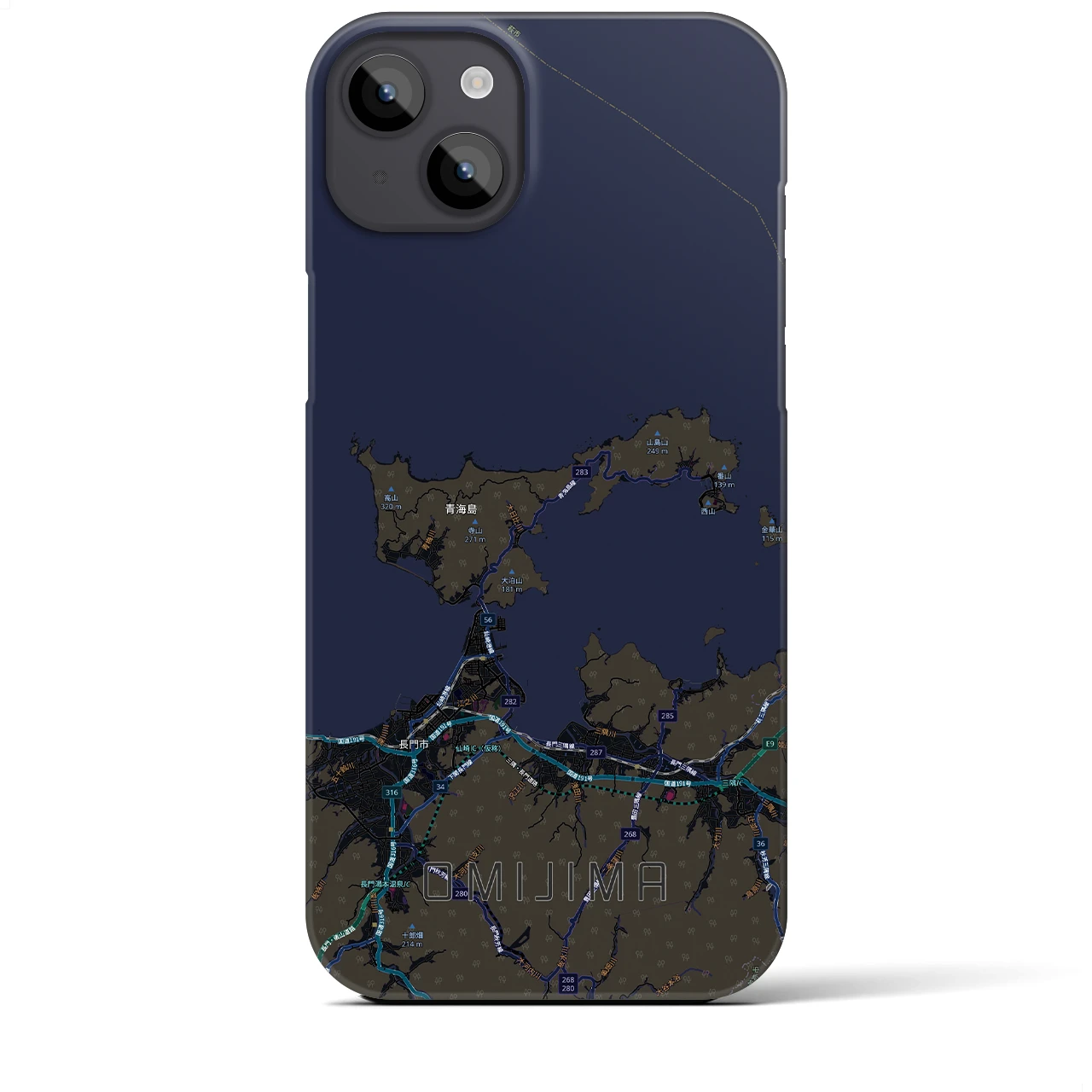 【青海島（山口県）】地図柄iPhoneケース（バックカバータイプ）
