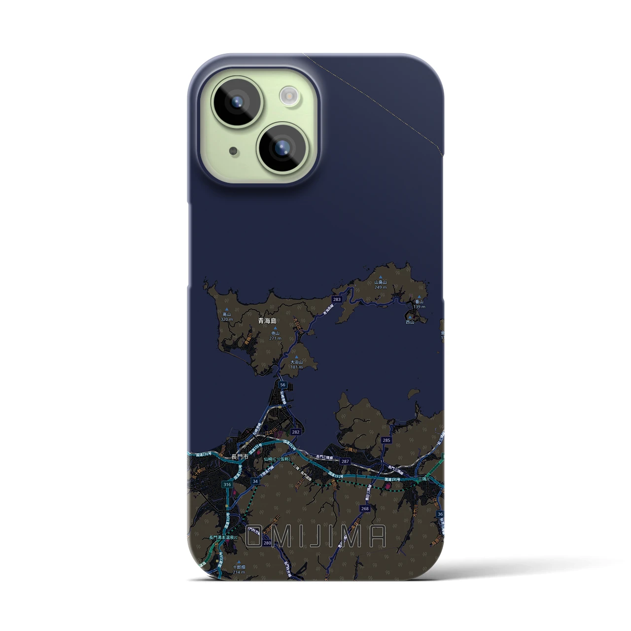 【青海島（山口県）】地図柄iPhoneケース（バックカバータイプ）
