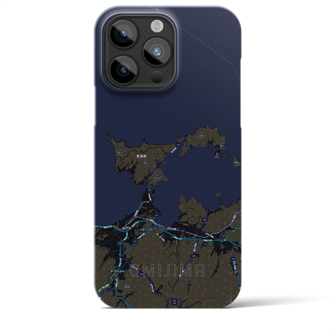 【青海島（山口県）】地図柄iPhoneケース（バックカバータイプ）