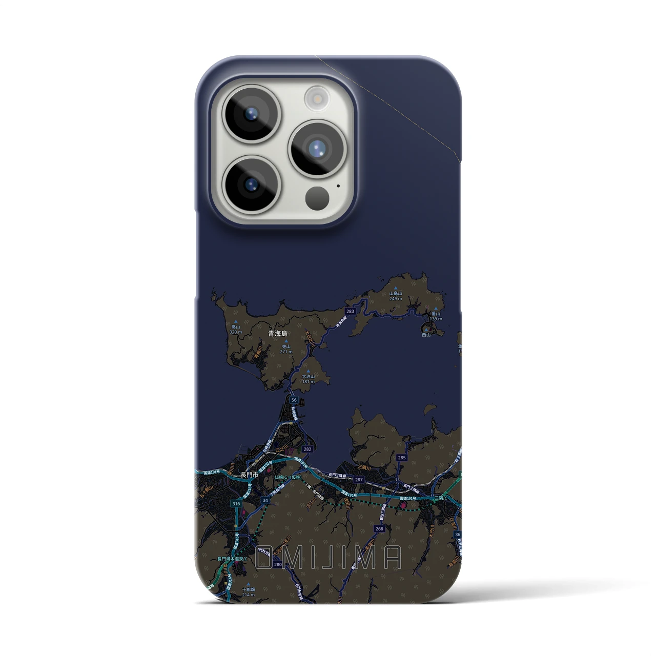 【青海島（山口県）】地図柄iPhoneケース（バックカバータイプ）
