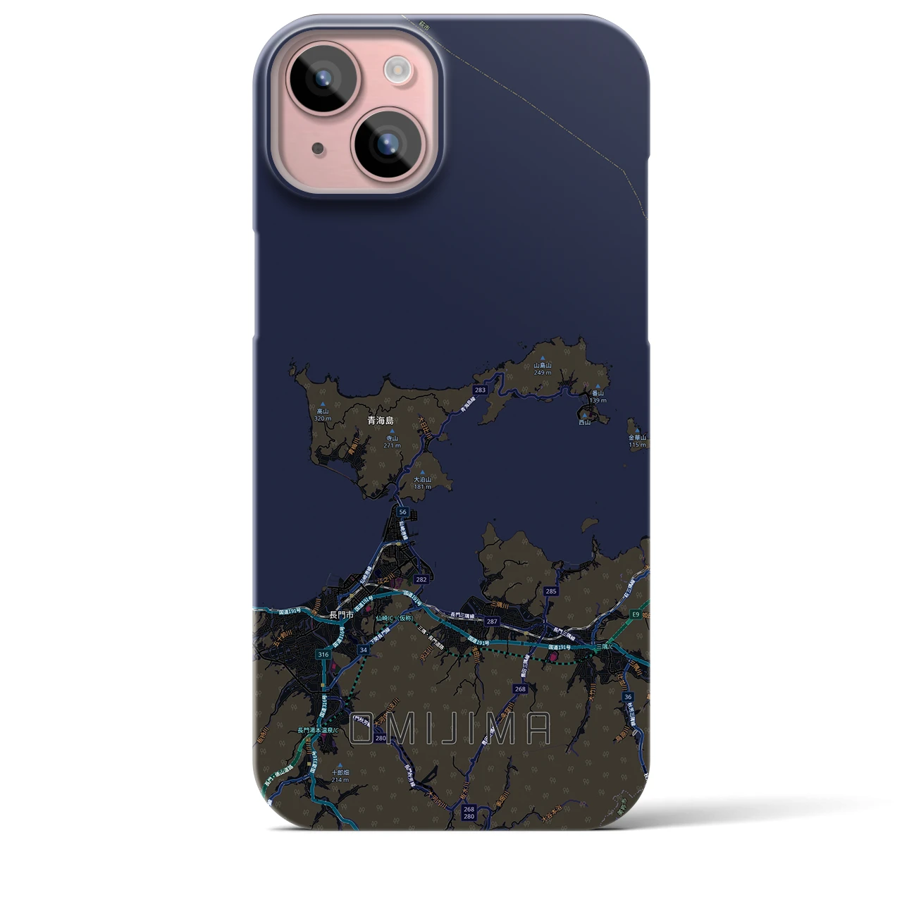 【青海島（山口県）】地図柄iPhoneケース（バックカバータイプ）