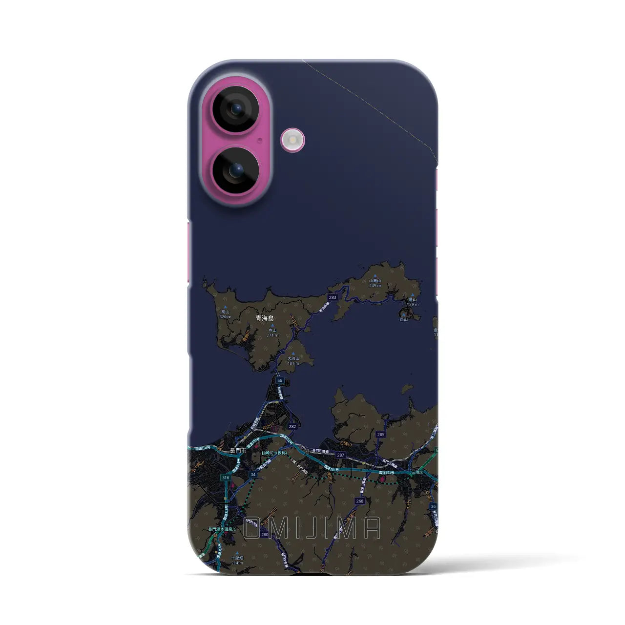 【青海島（山口県）】地図柄iPhoneケース（バックカバータイプ）