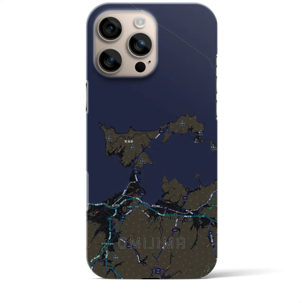 【青海島（山口県）】地図柄iPhoneケース（バックカバータイプ）