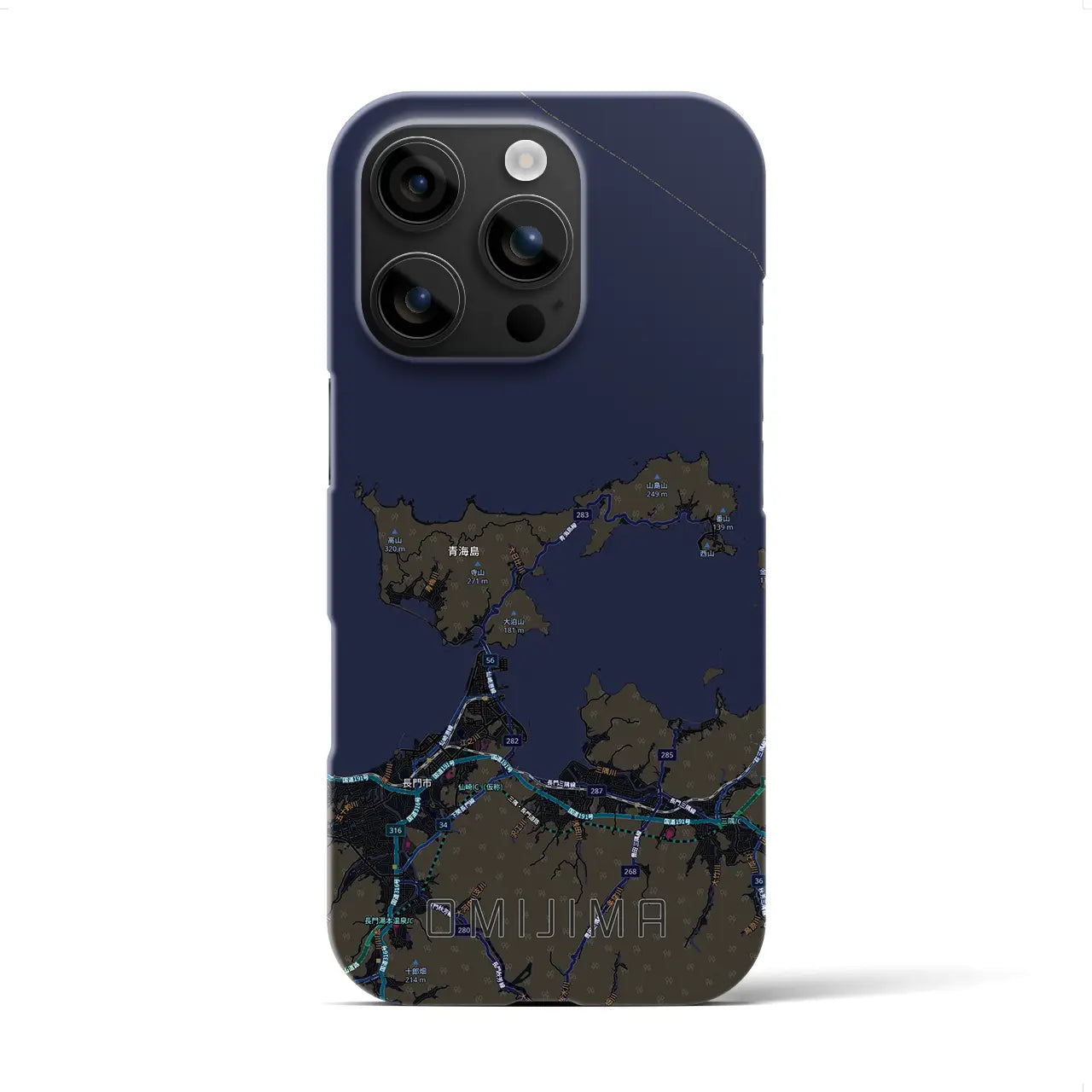 【青海島（山口県）】地図柄iPhoneケース（バックカバータイプ）