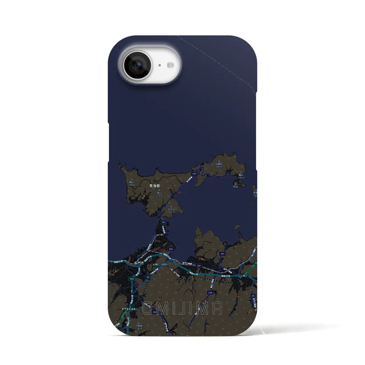 【青海島（山口県）】地図柄iPhoneケース（バックカバータイプ）