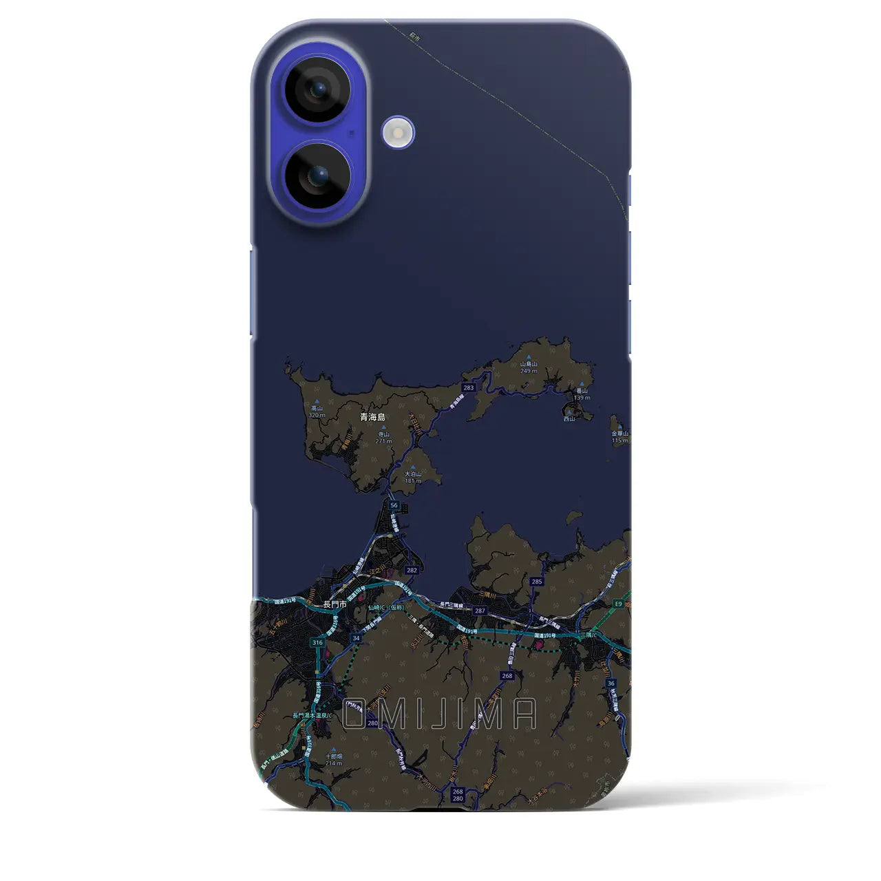 【青海島（山口県）】地図柄iPhoneケース（バックカバータイプ）