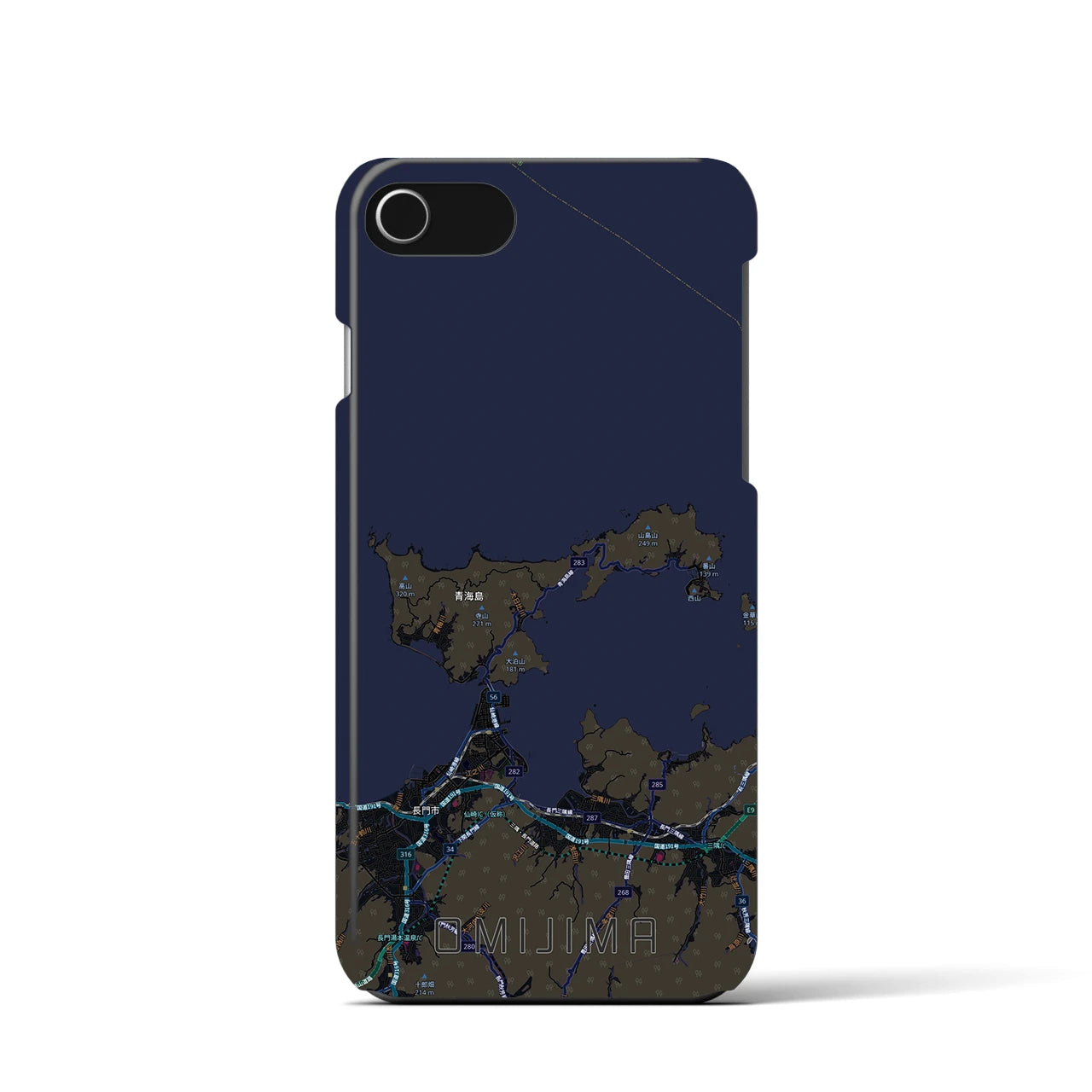 【青海島（山口県）】地図柄iPhoneケース（バックカバータイプ）