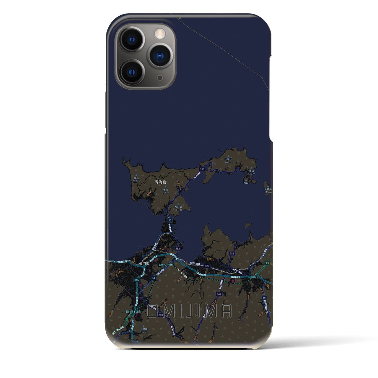 【青海島（山口県）】地図柄iPhoneケース（バックカバータイプ）