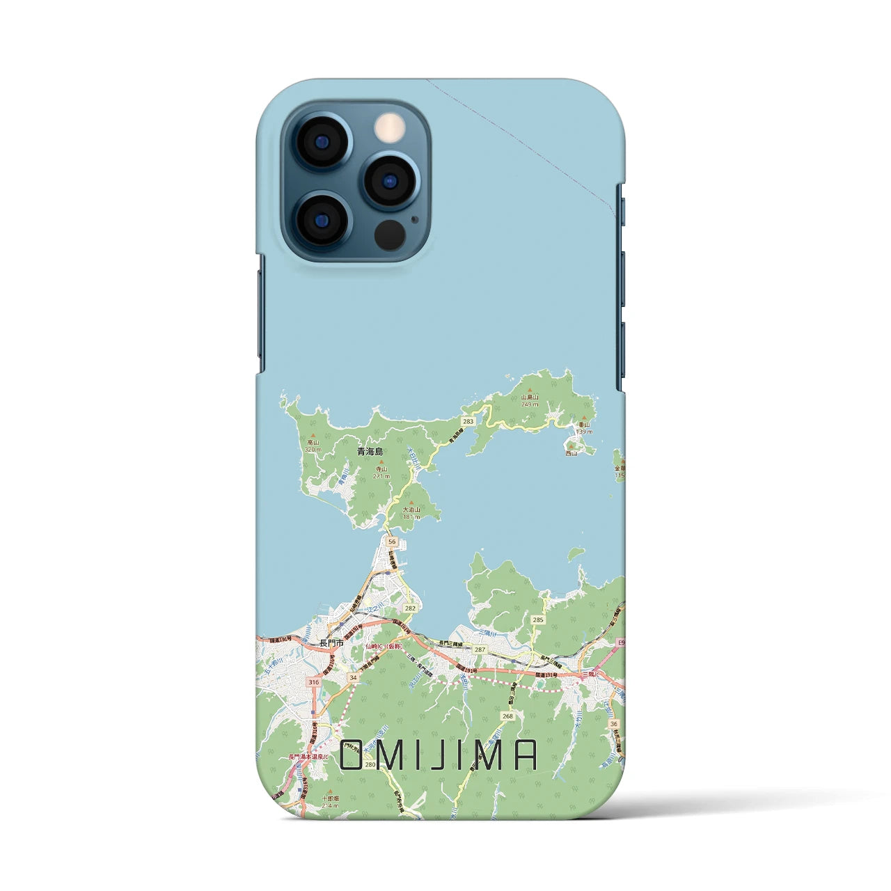 【青海島（山口県）】地図柄iPhoneケース（バックカバータイプ）